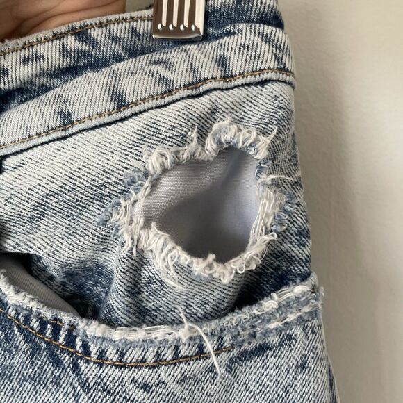 Free People We The Free Straight Leg Denim Jeans Blue Distressed Women's Size 28 - Picture 9 of 13